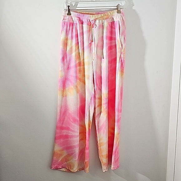 Beach break lounge pants. Size large. Yellow and pink excellent condition. - Picture 1 of 8